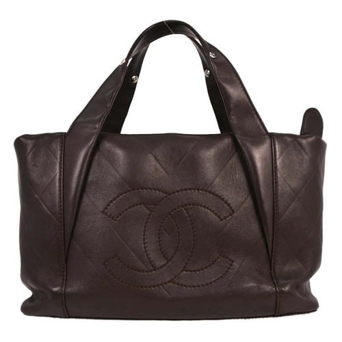 Chanel brown lambskin chevron - lambskin,