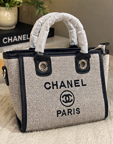 Chanel paris grey black canvas - chanel,