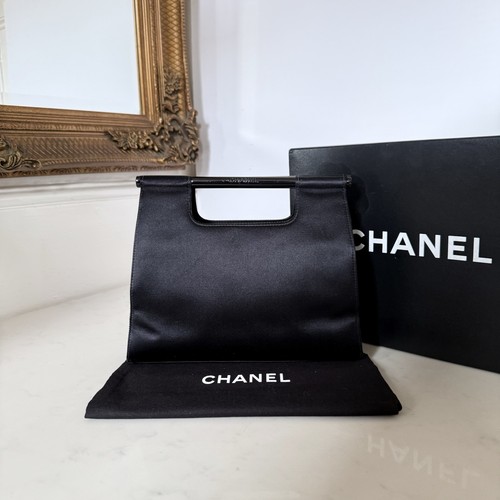Chanel top handle black clutch - chanel,