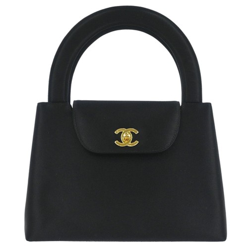 Chanel black satin handbag - black,