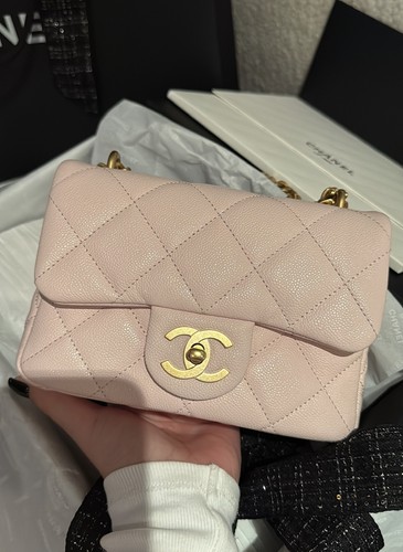 Chanel mini square pink - square, caviar
