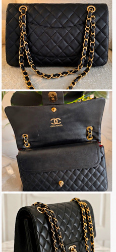 Chanel black quilted leather - black,