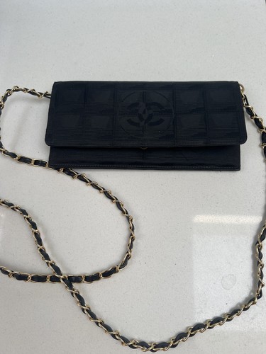 Chanel black nylon wallet - black,