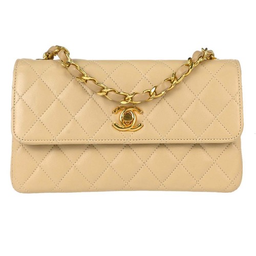 Chanel beige lambskin straight - chanel,