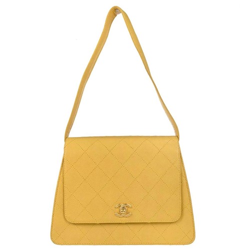 Chanel yellow calfskin handbag - chanel,